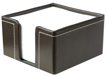 Zettelkasten mit 500 Blatt Papier CAMBRIDGE Top Grain Rindspaltleder mit heller Kontrastnaht dunkelbraun